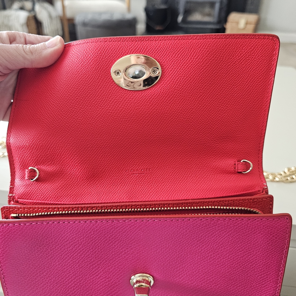 Coach Red And Pink Crossbody Wallet with Gold Hardware - Picture 13 of 16